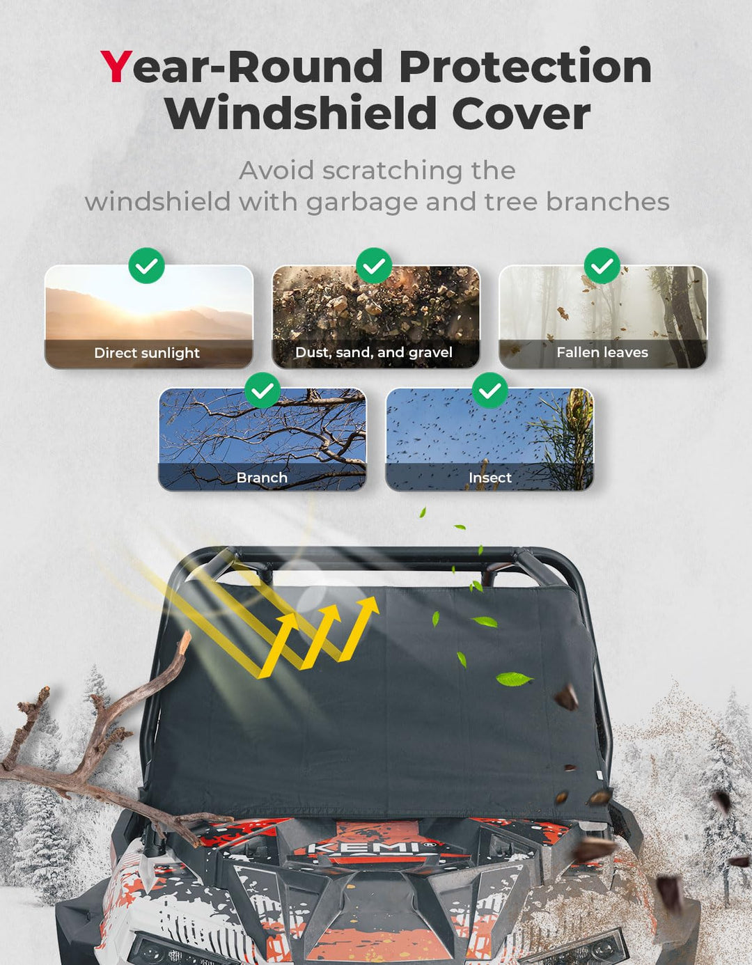 Windshield Cover for Ice and Snow for Polaris RZR XP 1000 / Turbo
