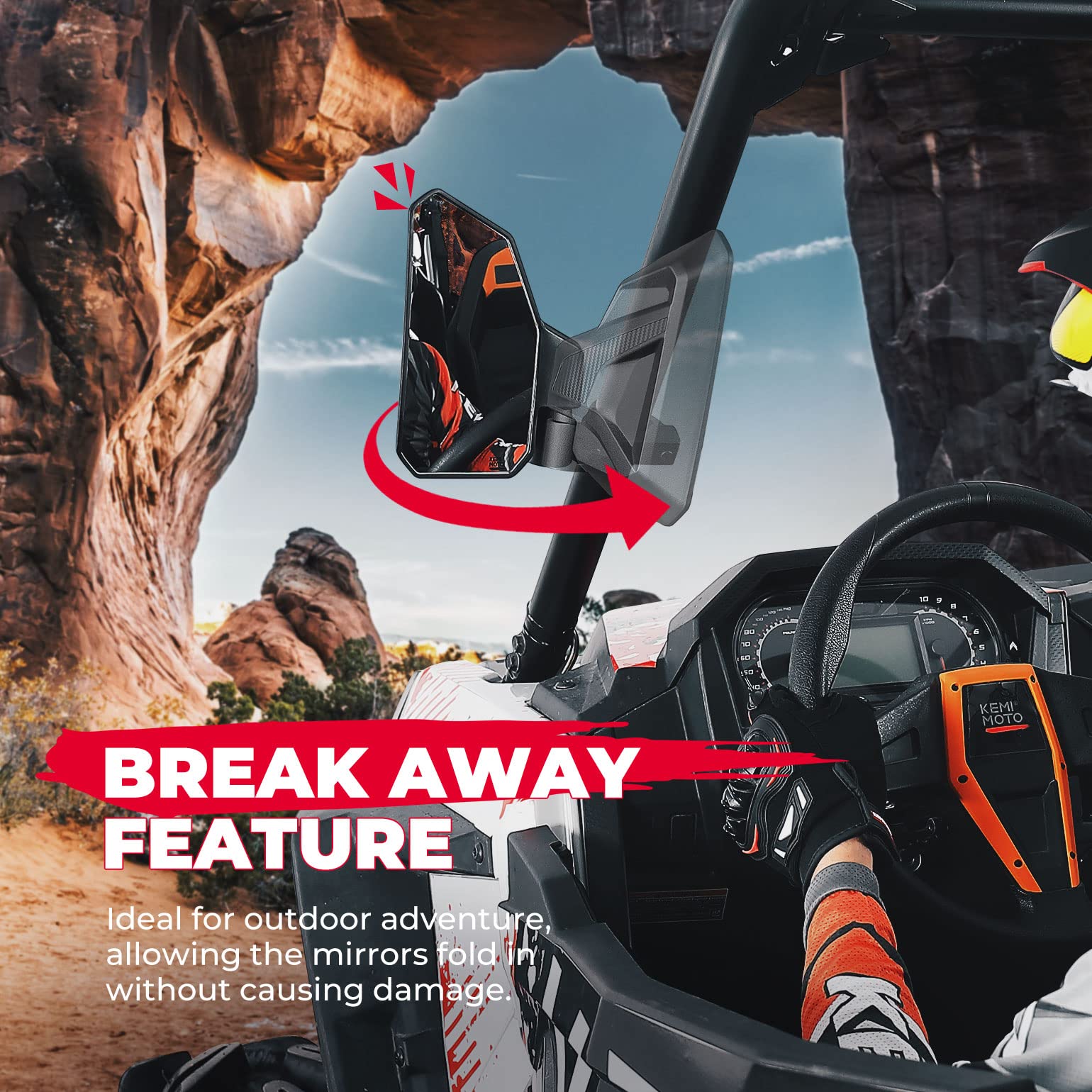 UTV Side Mirrors Fit with Windshield for 1.6