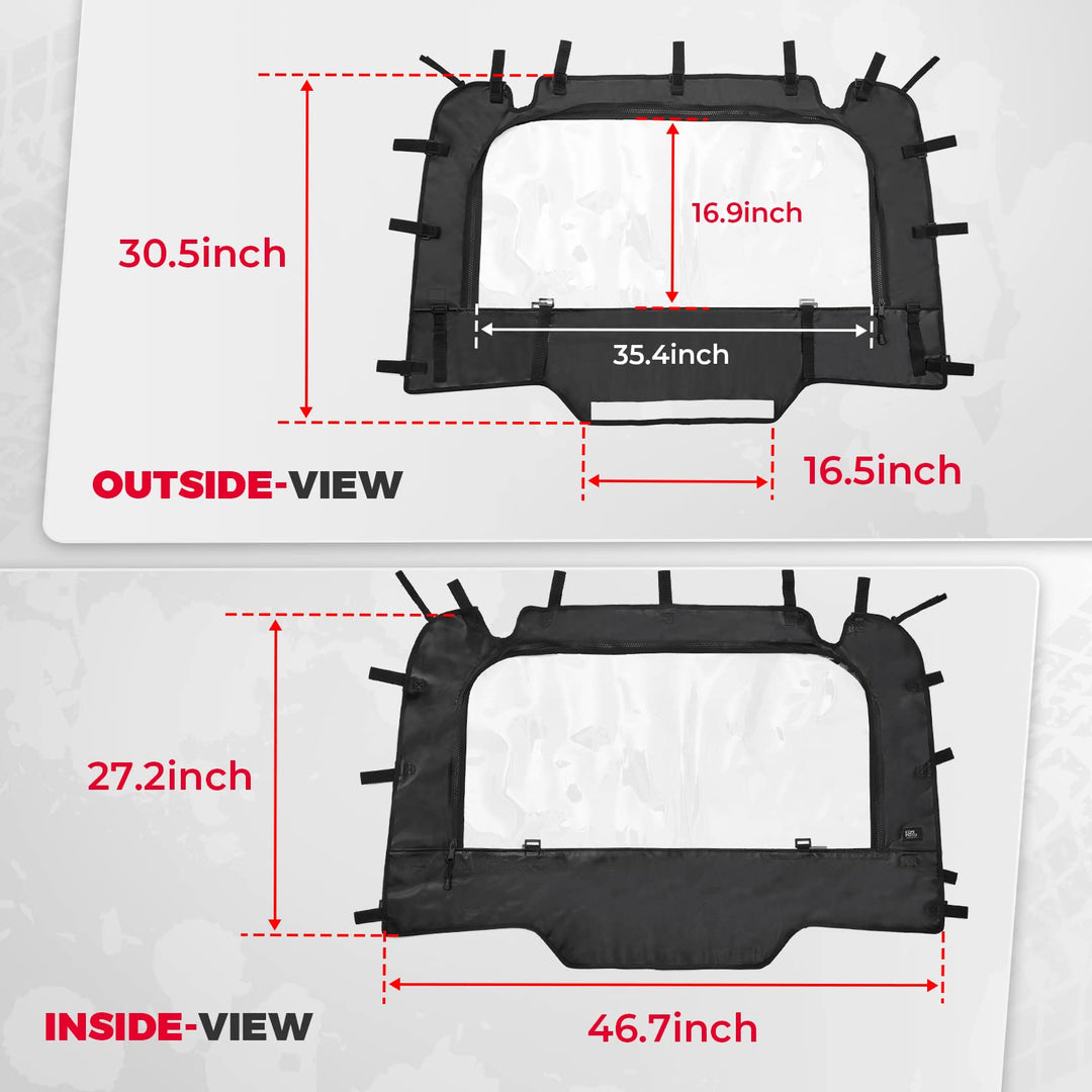 Clear Full Rear Windshield Compatible with Polaris RZR XP - Kemimoto