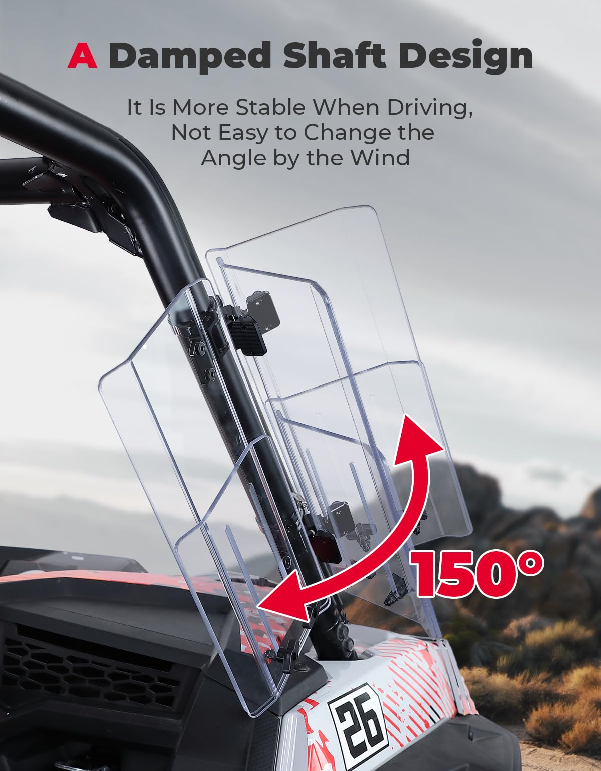 2PCS UTV Side Wind Deflectors For 1.5-2.2 inch Fit RZR, Maverick X3 - Kemimoto