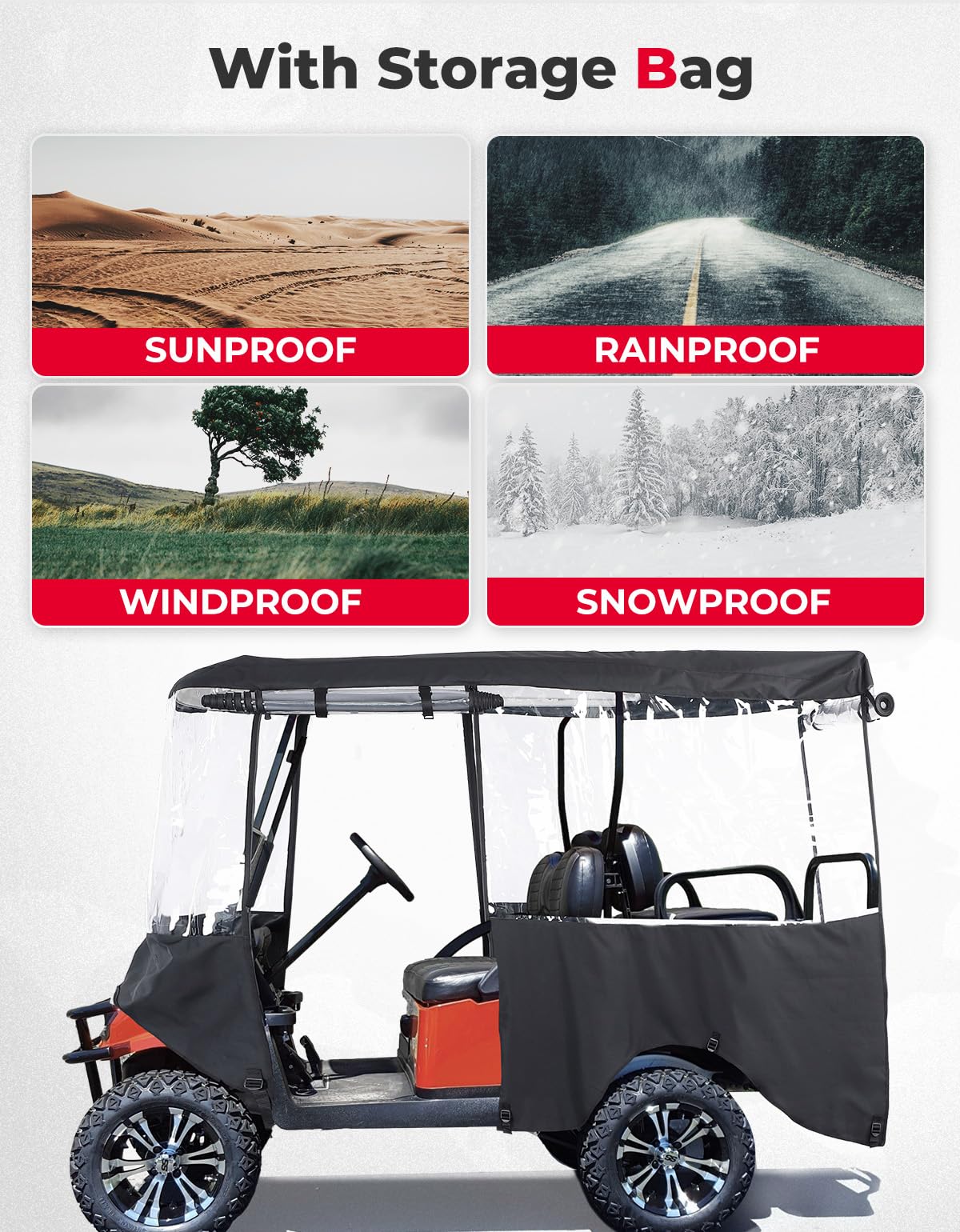 600D Enclosure Extended Roof for EZGO, Club Car Precedent/Onward/Tempo - Kemimoto