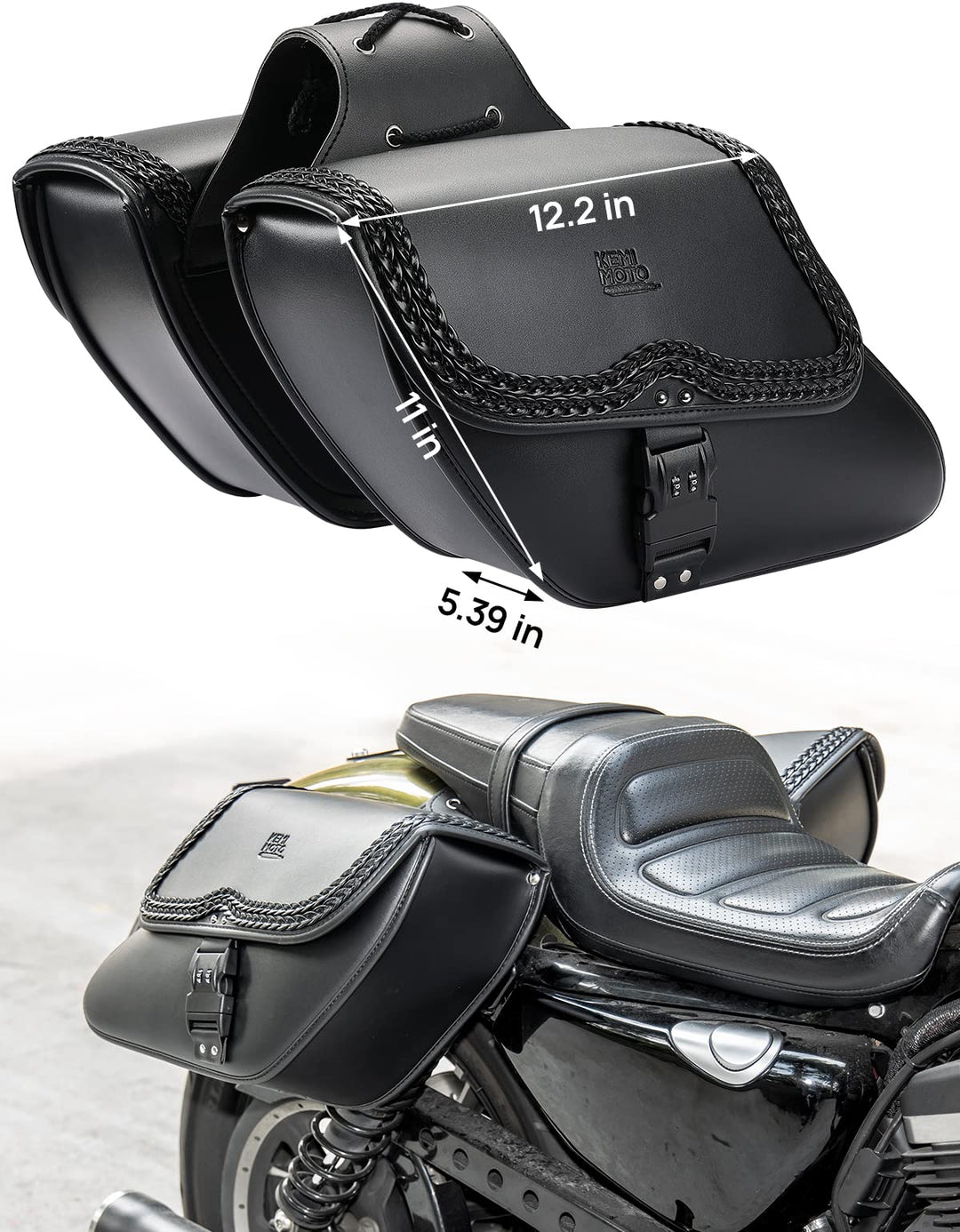 28L Double Strap Saddlebags with Lock Fit Sportster - Kemimoto