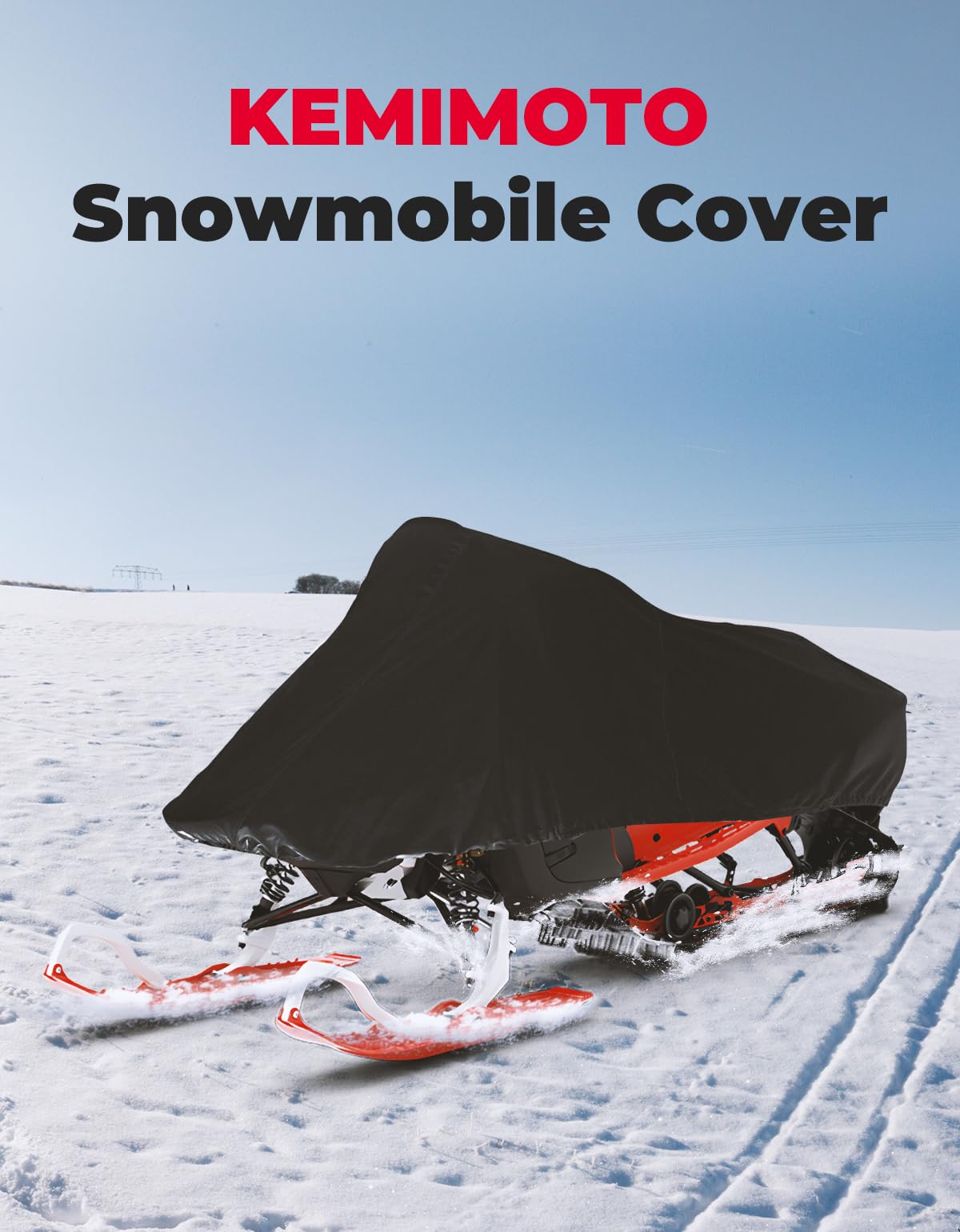 Snowmobile Cover 420D Heavy-Duty Waterproof Sled Ski Cover - Kemimoto