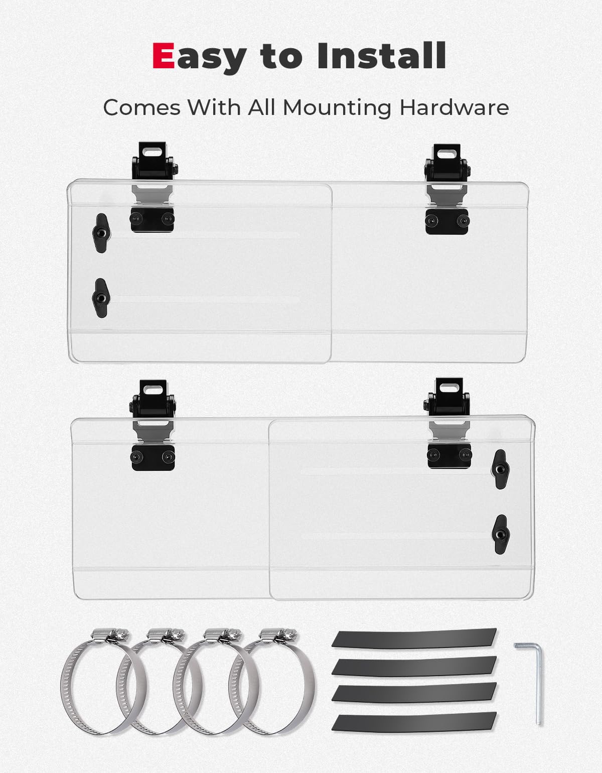2PCS UTV Side Wind Deflectors For 1.5-2.2 inch Fit RZR, Maverick X3 - Kemimoto