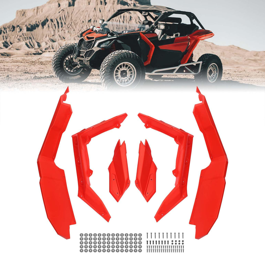 Red Fender Flares, Mud Guards for Maverick X3 / X3 MAX