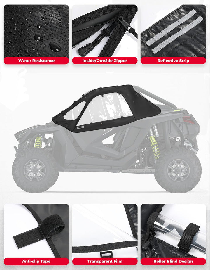 Soft Cab Enclosure Upper Doors for Polaris RZR PRO XP/Turbo R (2 seat) - Kemimoto