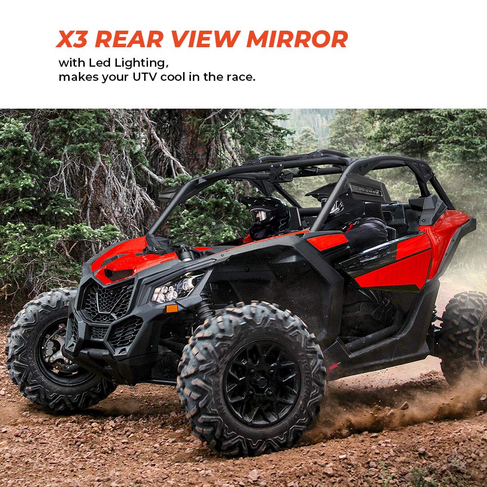 Side Mirrors with Turn Signal Light for Can-Am Maverick X3 - Kemimoto