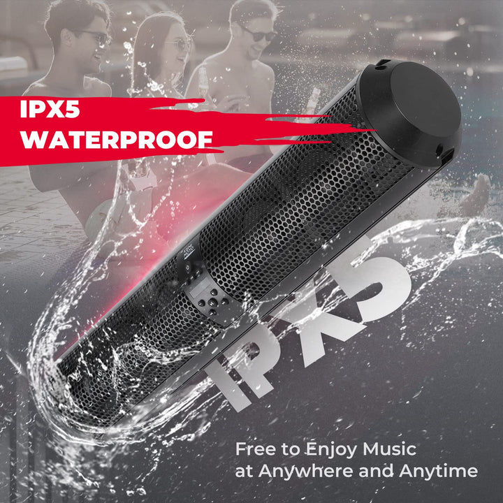 6 Speaker UTV Bluetooth Sound Bar, 28 Inches Wide, IPX5 Waterproof, Adapt to 1.56"-2.25" Roll Bar - Kemimoto