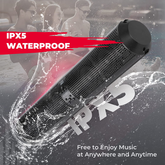 6 Speaker UTV Bluetooth Sound Bar, 28 Inches Wide, IPX5 Waterproof, Adapt to 1.56