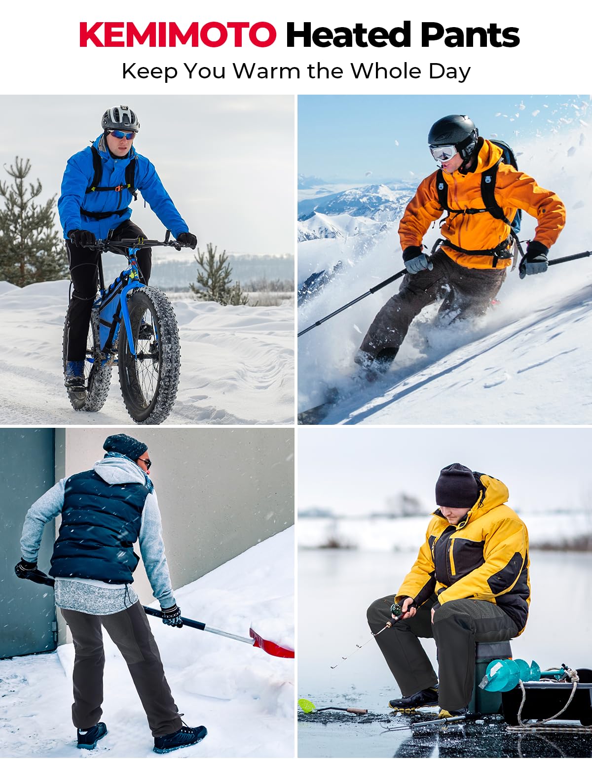 12V Smart-Controlled Heated Pants, App-Adjustable Temperature - Kemimoto