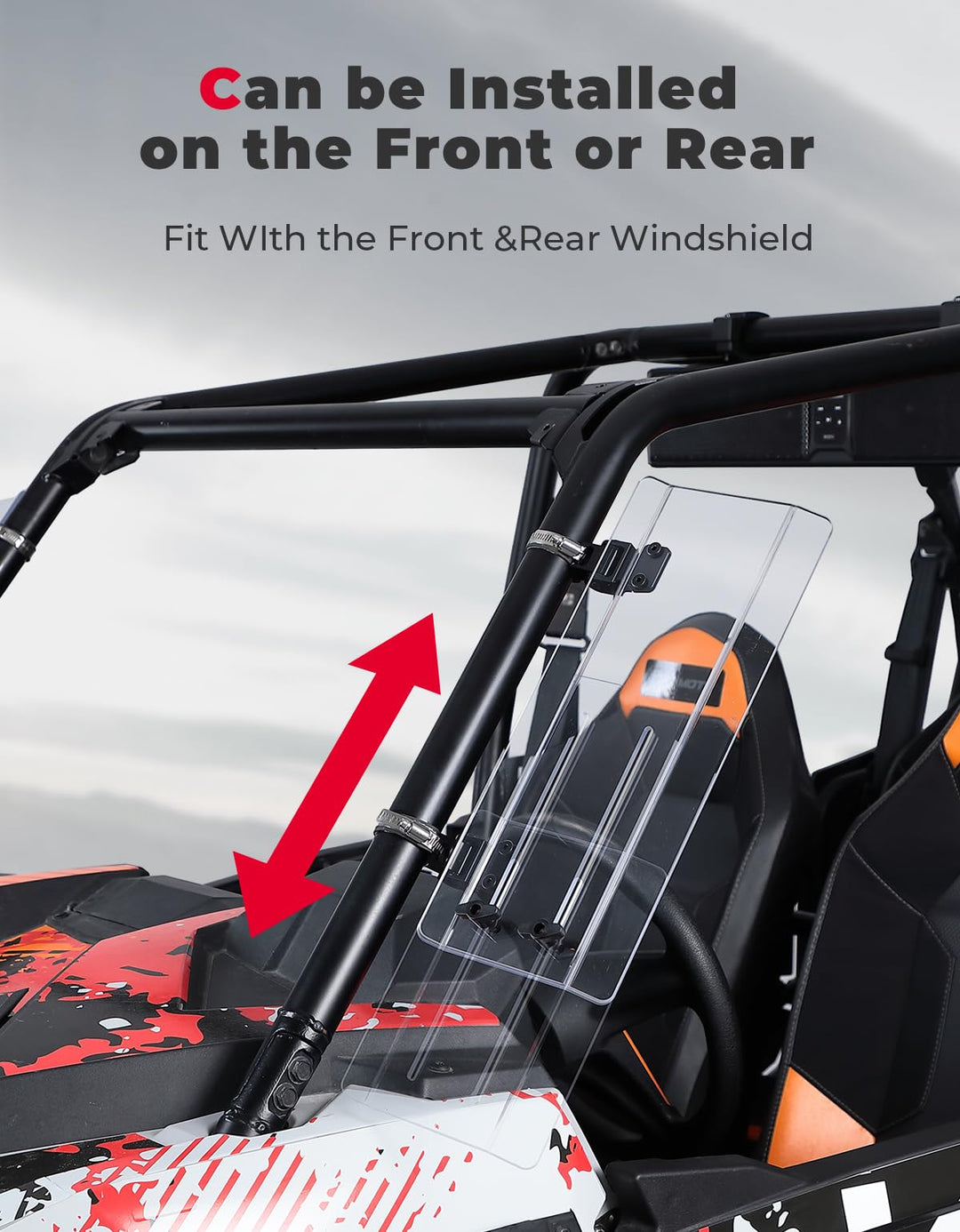 2PCS UTV Side Wind Deflectors For 1.5-2.2 inch Fit RZR, Maverick X3 - Kemimoto