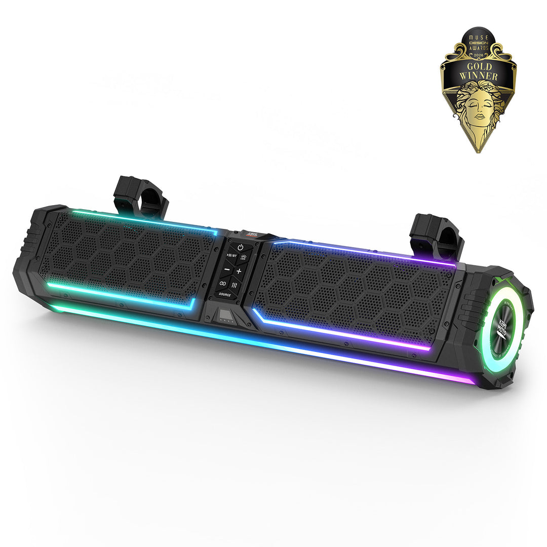 Midnight 70 Gen2 Soundbar For Can am Polaris 680W Max Power, IP66 Waterproof & Dual Passive Radiators - Kemimoto