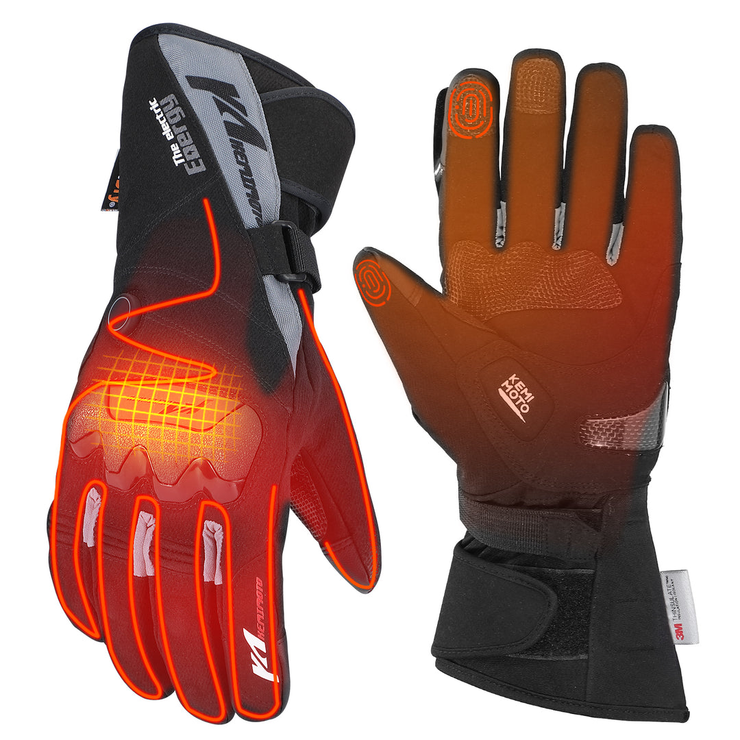 Heated Gloves Waterproof Touchscreen 7.4V 2500mAh - Kemimoto