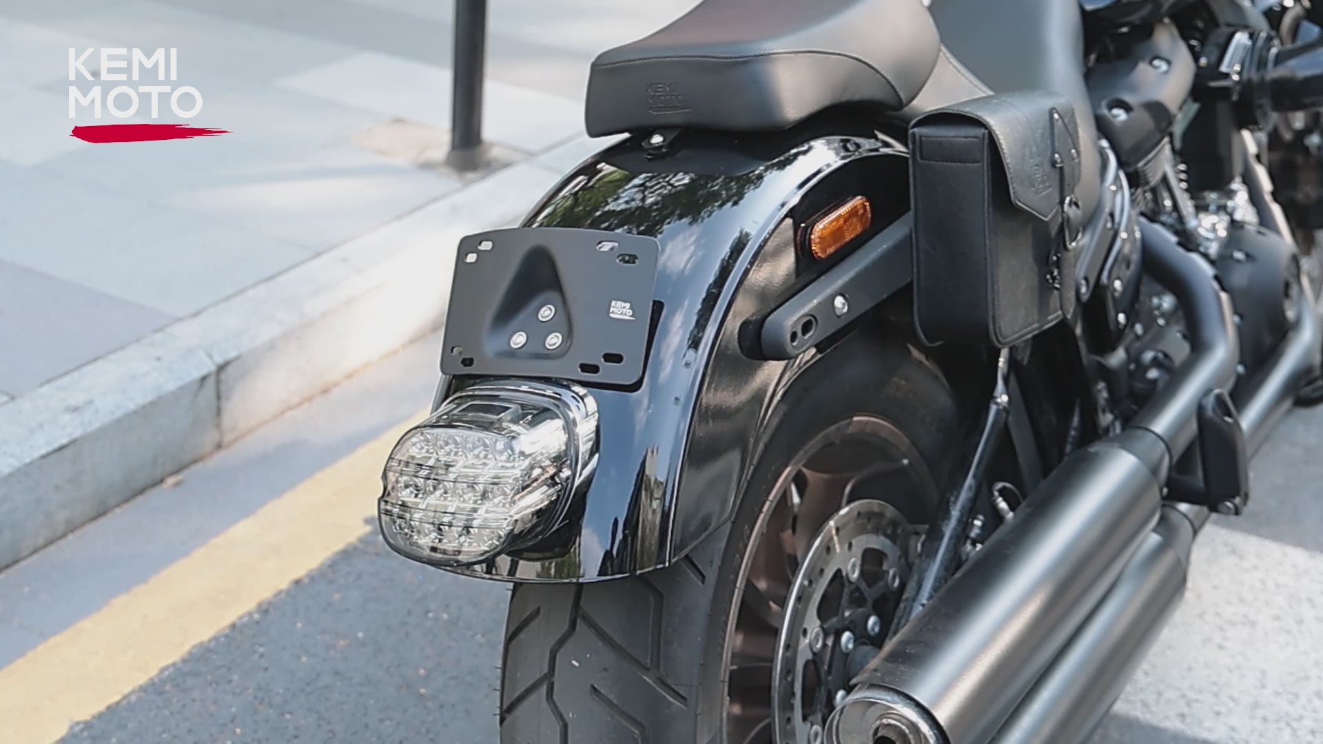 Motorcycle Curved Laydown License Plate Bracket for 3 Hole Mount