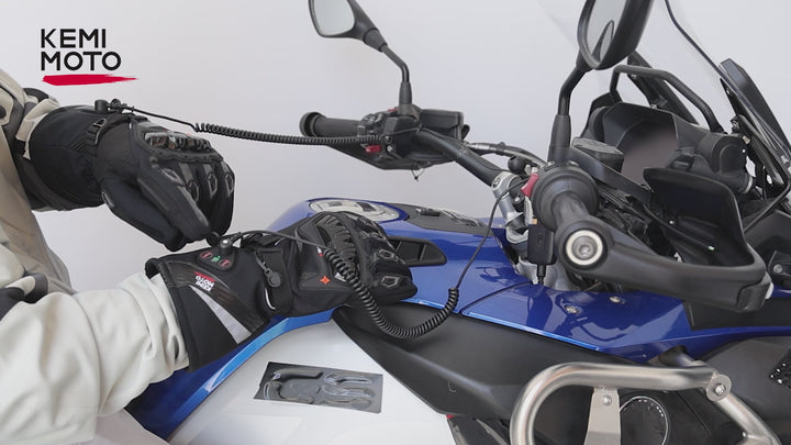 Heated Winter Motorcycle Riding Gloves  Gear with Magnetic Quick-Release Power Cable