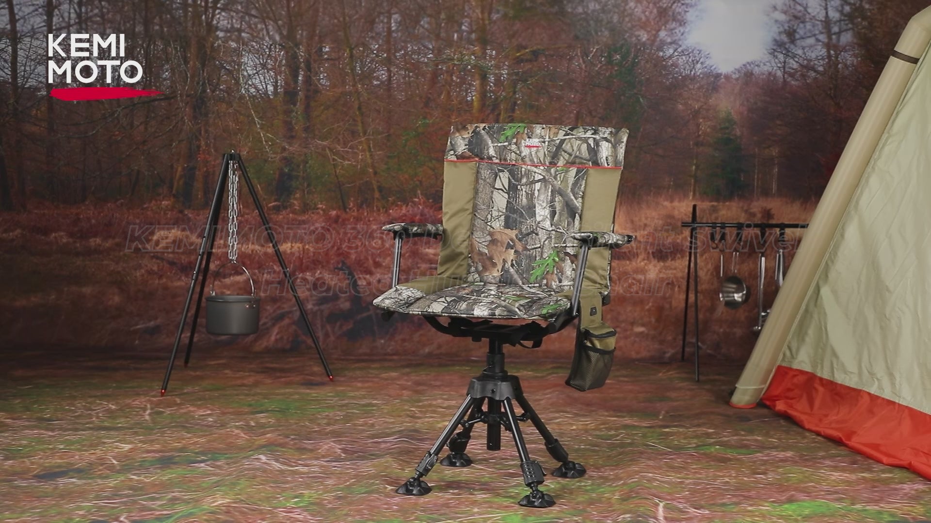 Heated Hunting Blind Chair 360 Degree Silent Swivel with 20000mAh Battery