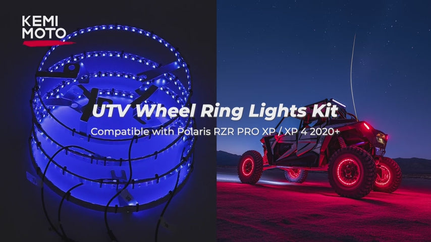 UTV Wheel Ring Lights Kit w/RGB Chasing Color for Polaris RZR PRO XP/4 2020-2024