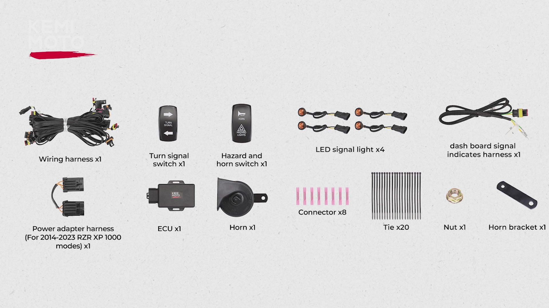 UTV Turn Signal Kit for 2018+ Ranger XP 1000/Crew/2014-2024 RZR XP 1000