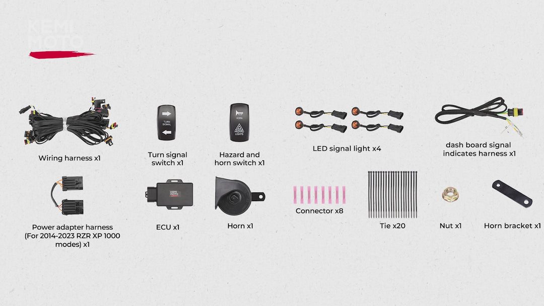UTV Turn Signal Kit for 2018+ Ranger XP 1000/Crew/2014-2023 RZR XP 1000