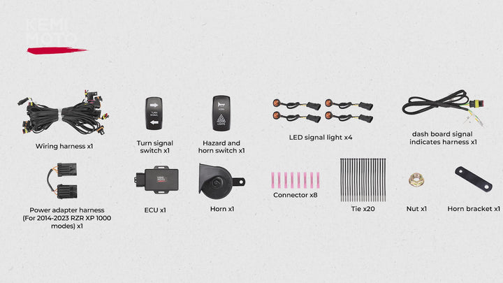 UTV Turn Signal Kit for 2018+ Ranger XP 1000/Crew/2014-2023 RZR XP 1000