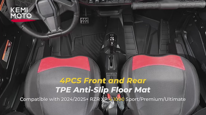 TPE Non-Slip Floor Mats 4PCS for 2024/2025 Polaris RZR XP 4 1000