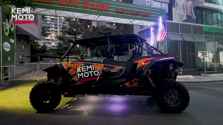 UTV/ATV Universal 3FT LED Whip Lights & Rock Lights Combo