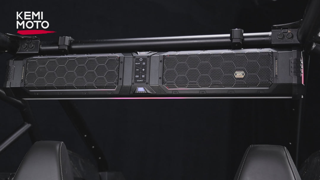 Barra de sonido UTV KEMIMOTO Midnight 80 Gen2 para Can-Am Polaris, potencia máxima de 680W, resistente al agua IP66 y cuatro radiadores pasivos