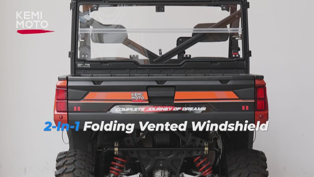 2-IN-1 Foldable Vented Rear Window for Polaris Ranger XP 1000/Crew 2017-2026