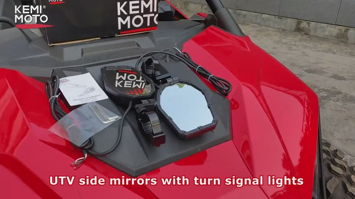 Side Mirrors with LED Turn Lights for Can Am Maverick X3/ RZR w/ 1.6"-2" Roll Bar
