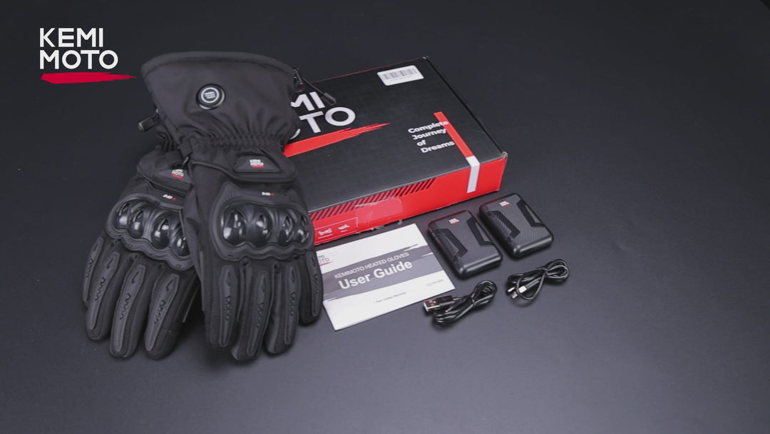 Heated Motorcycle Gloves Waterproof Windproof Touchscreen with Batteries