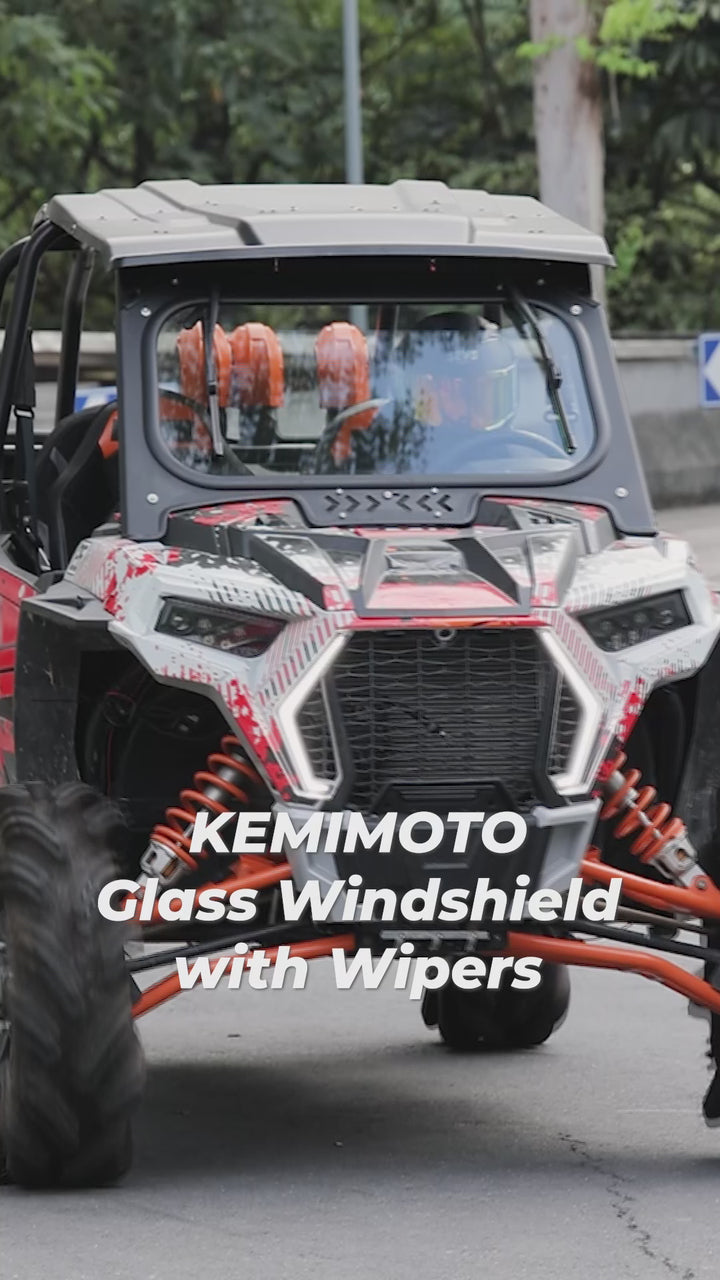 Glass Windshield with 2 Manual Wipers for 2019-2023 Polaris RZR XP 1000 /Turbo