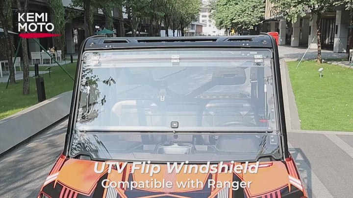 2-IN-1 Flip Windshield for Polaris Ranger XP 900/1000/ Crew 2014-2025