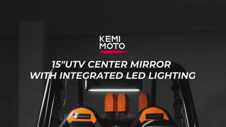 15" UTV Rear View Center Mirror w/Interior Light for 1.65"-2" Roll Cage