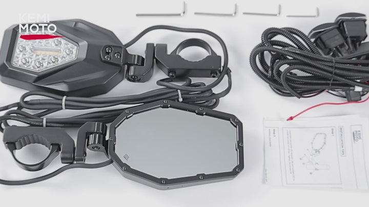 Side Mirrors with LED Turn Lights for Can Am Maverick X3/ RZR w/ 1.6"-2" Roll Bar