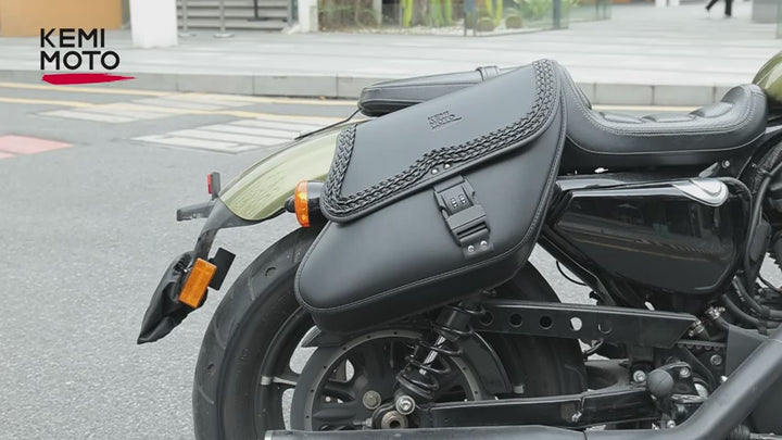 28L Synthetic Leather Saddlebags with Lock for Sportster 883 Softail Dyna