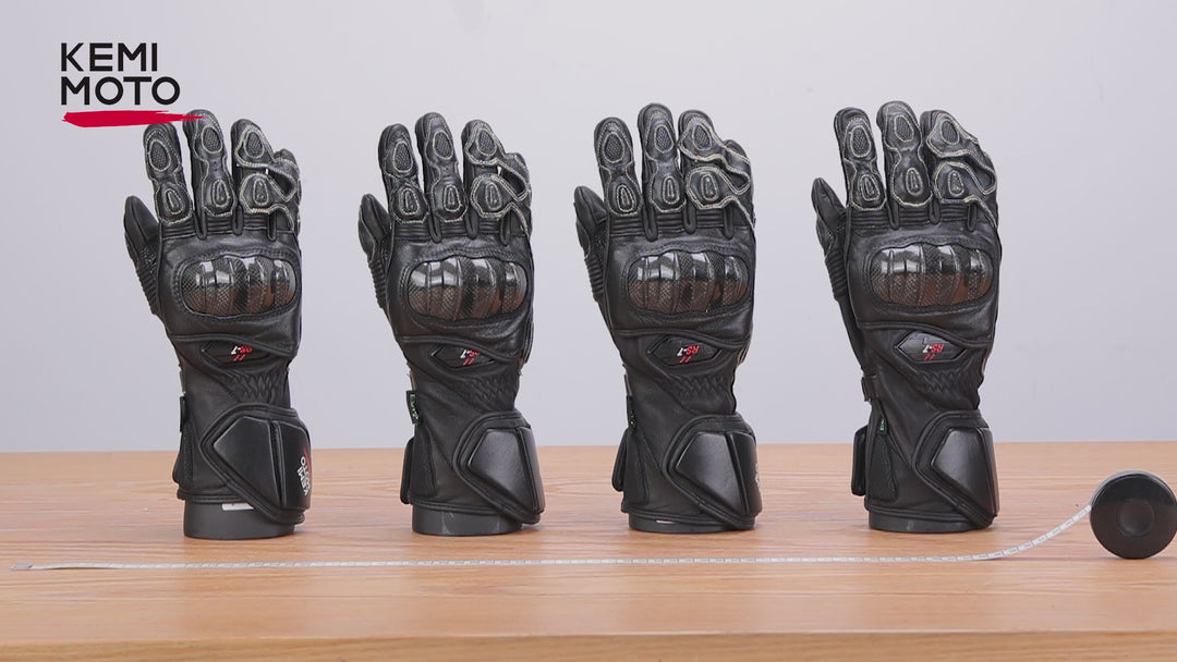 Leather Motorcycle Gloves with Kevlar & Carbon Fiber Protection