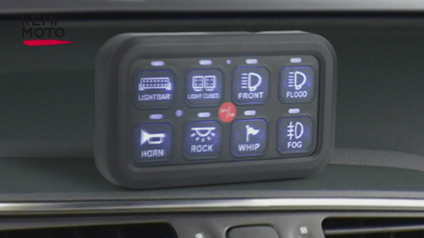 12-24V 8 Gang Switch Panel for Cars, UTVs, Trucks, Wrangler & RZR X3
