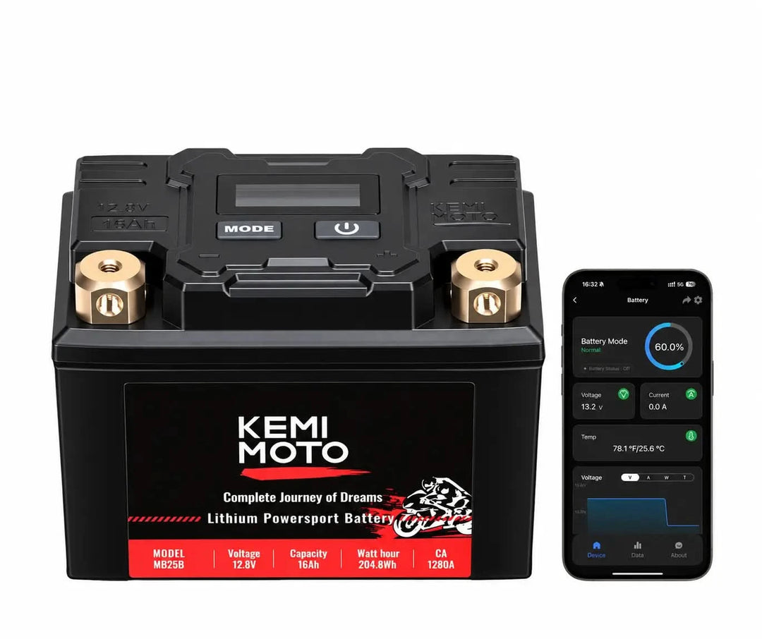 12V 16Ah Wireless Connection Powersports LiFePO4 Battery For Motorcycle ATV UTV
