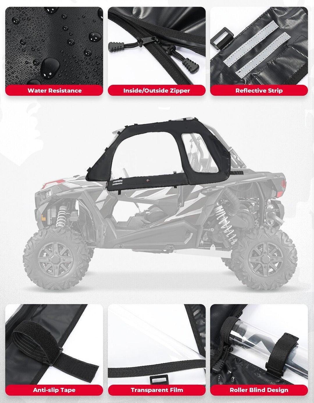 Polaris RZR Soft Door, Cab Enclosures fit 2014+ Polaris RZR XP 1000 - Kemimoto