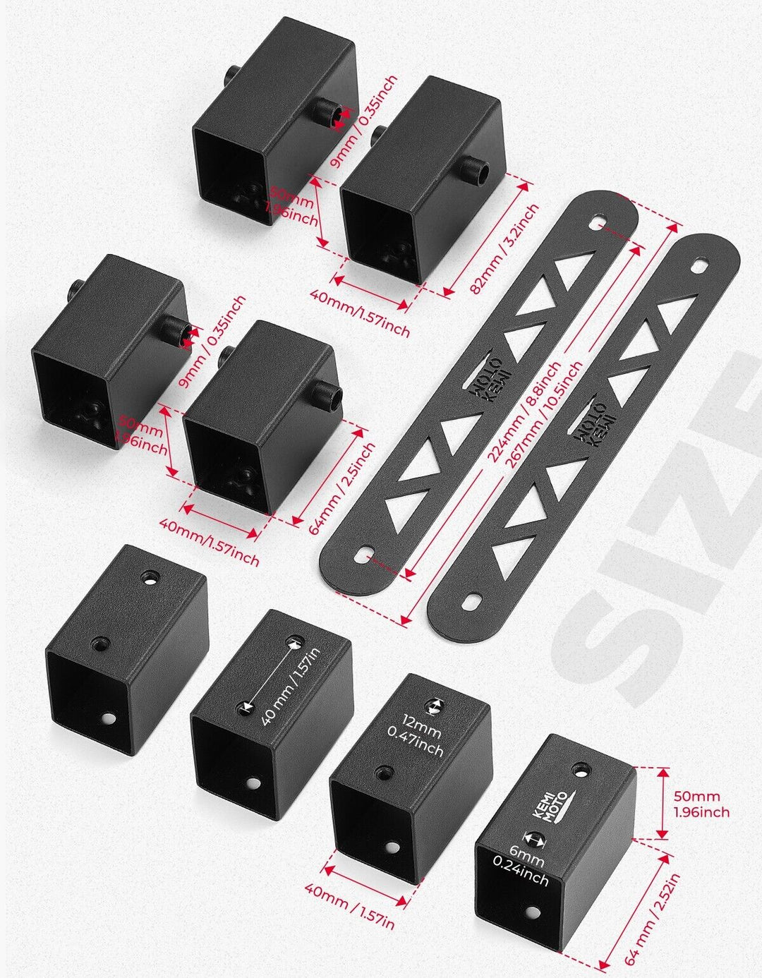 8PCS Seat Risers Spacers 2'' Lift Kit for Polaris RZR PRO XP 2-Seat - Kemimoto