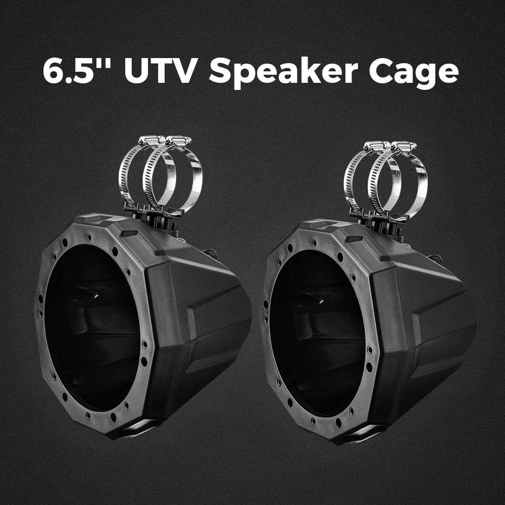 UTV 6.5" Speaker Cage Swivel Pods Speaker Enclosure with1.75 to 2" Mounting Clamps Polaris RZR 900 1000 Can Am Maverick X3 Commander Defender - KEMIMOTO