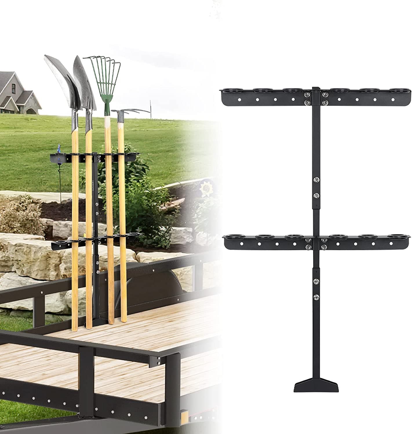 Landscape Hand Tool Rack With 6 Hole Fit Truck Trailer Mower UTV - Kemimoto