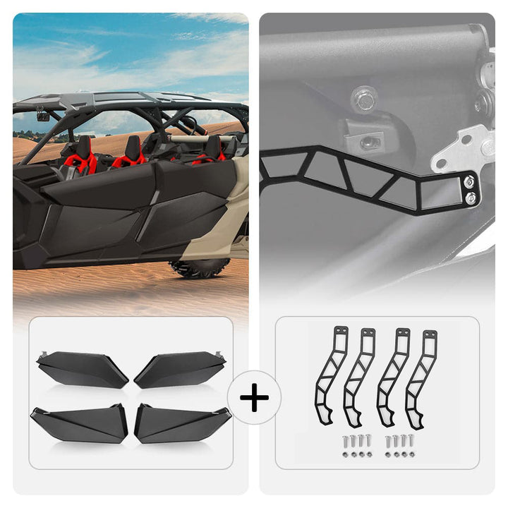 Lower Doors Panels Kit & Door Handle Fit Can-Am Maverick X3 MAX - Kemimoto