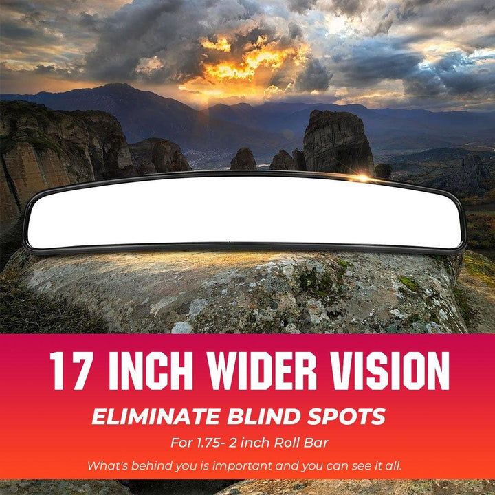 17" Wider Universal UTV Center Rearview Mirror For 1.75-2 inch Roll Bar - KEMIMOTO