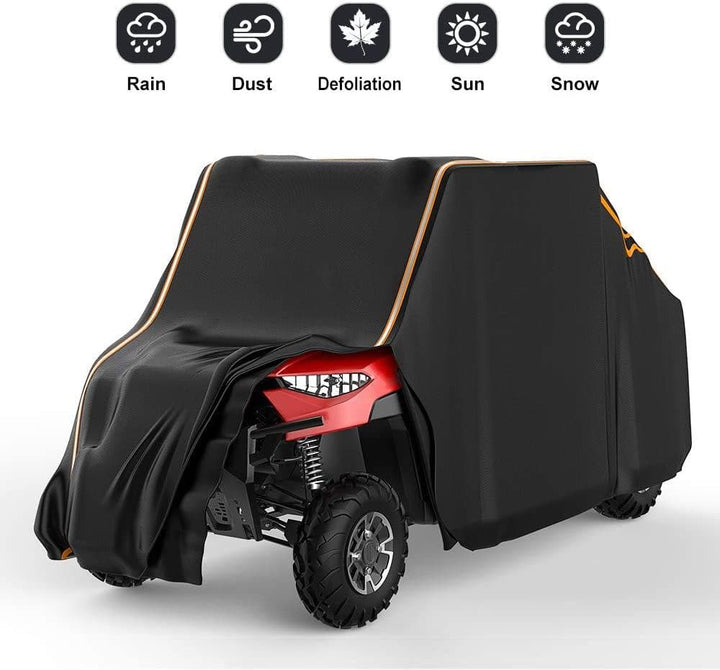 Waterproof Large 4 Seats UTV Cover (Length 214”) with Reflective Strip Compatible with 2-Row Seating RZR 4 Ranger Crew General 4 Can Am Honda Kawasaki - KEMIMOTO