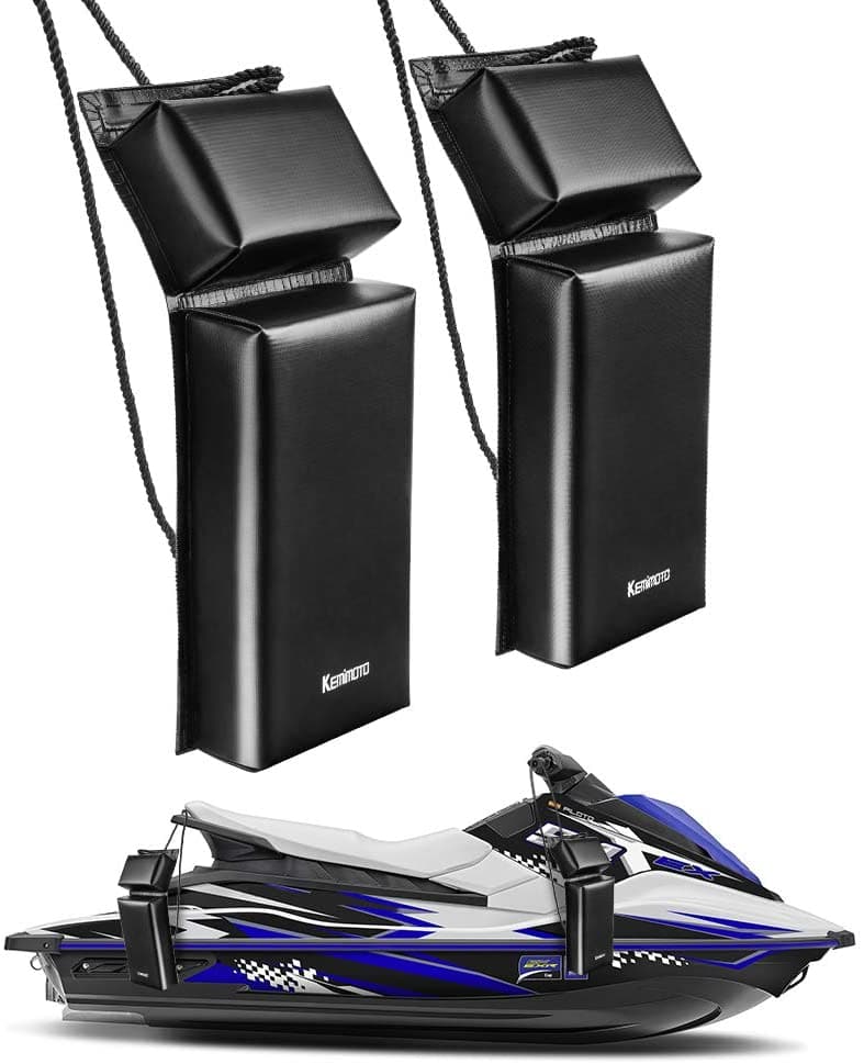 PWC Boat Fender Docking Protection Kit for Seadoo Jet Ski Waverunner, Upgrade Size 18"x6.5"x2.4", with 2 Ropes - KEMIMOTO