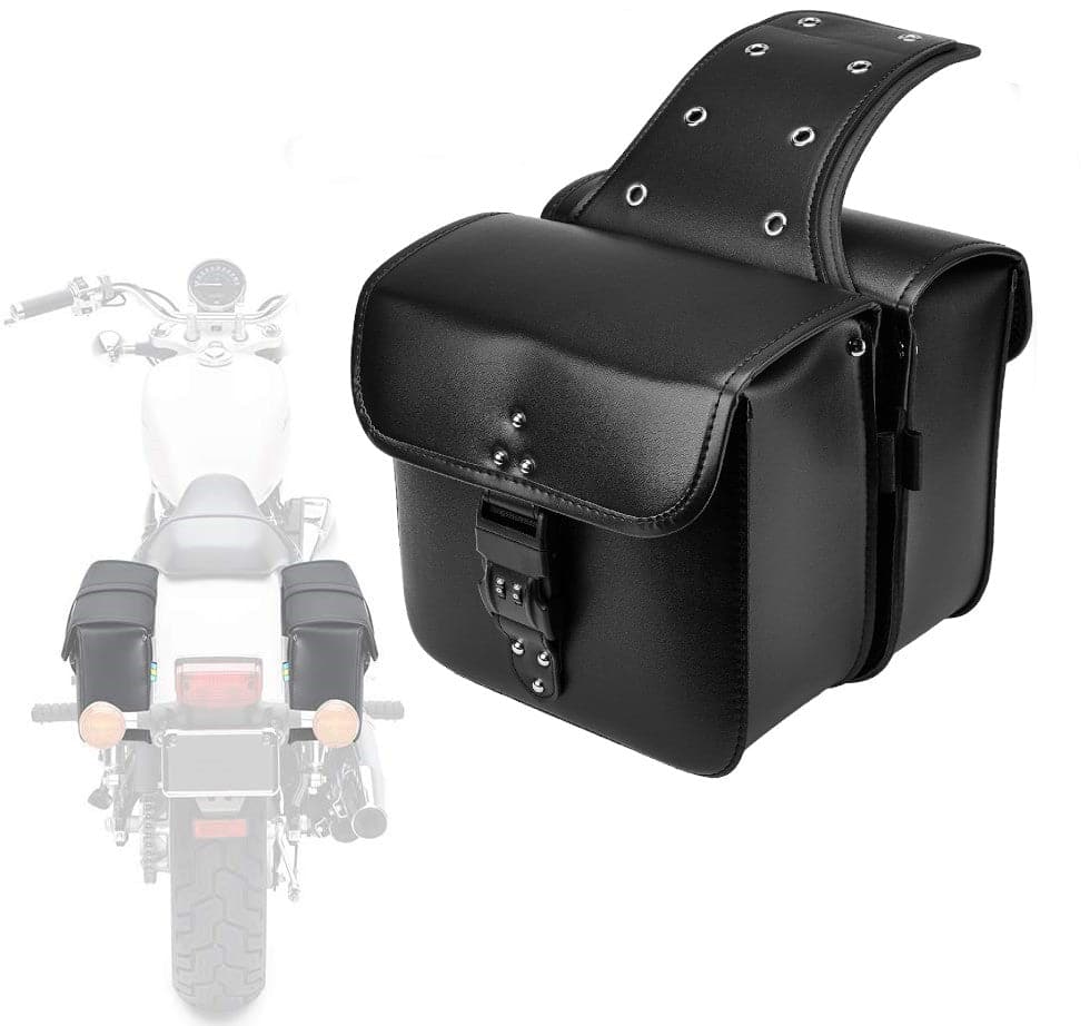 PU Leather Motorcycle Saddlebags Luggage With Lock For Sportster Dyna - KEMIMOTO