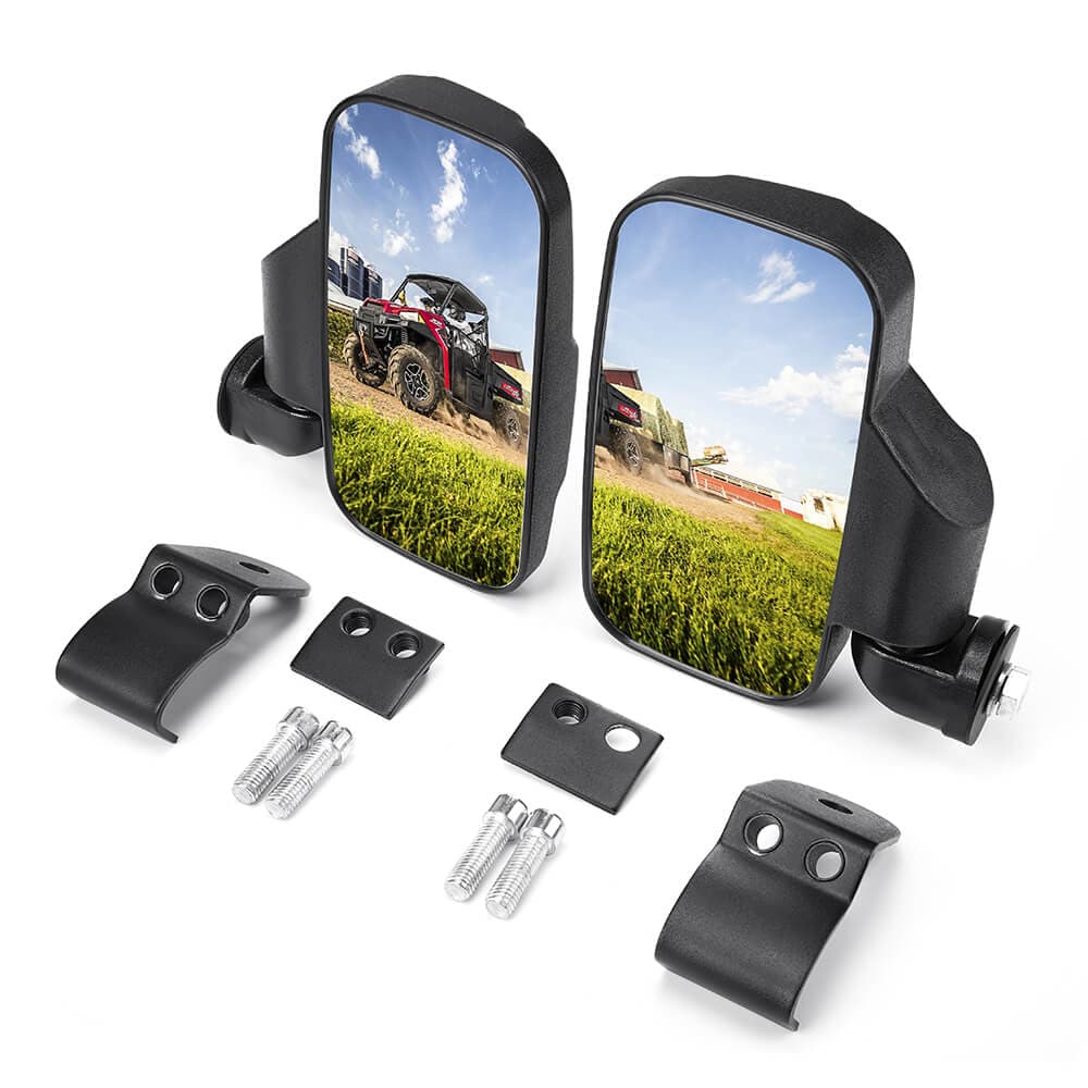 Polaris Ranger/ Defender Adjustable Break Away Side Mirrors & Rear View Mirror - KEMIMOTO