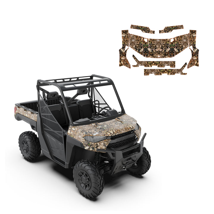 UTV Camo Wraps Graphics Kit (Light Green Leaves) Fit Polaris Ranger XP 1000/ Crew - Kemimoto