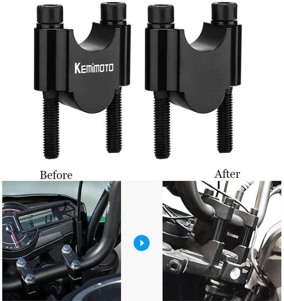 7/8" Handlebar Risers  30mm Height (Black) - KEMIMOTO